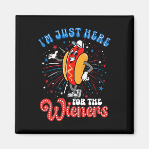 I'm Just Here For The Wieners Firework Hot Dog 4th Magnet