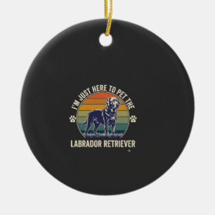 Im Just Here Pet Labrador Retriever Dog Retro Suns Ceramic Ornament