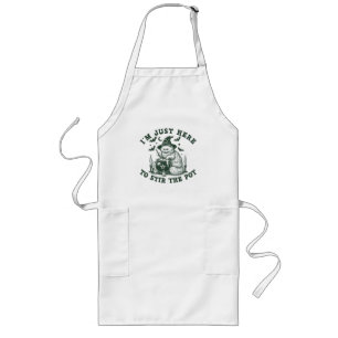 I'm Just Here To Stir The Pot Witch Cat Halloween Long Apron