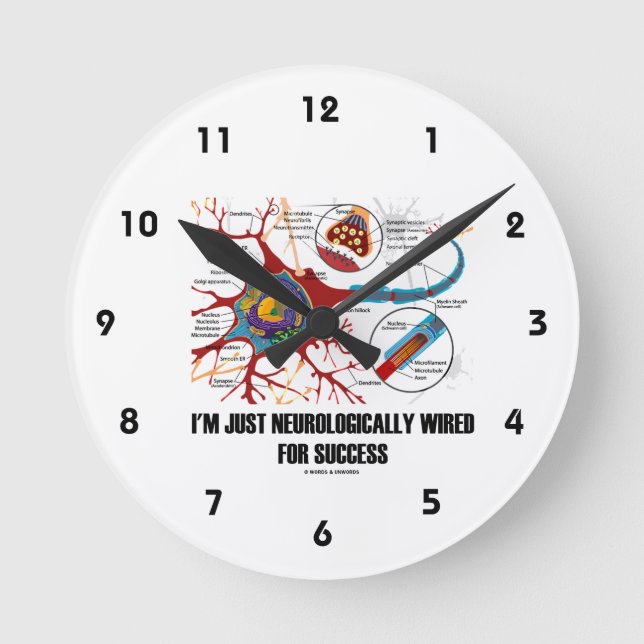 I'm Just Neurologically Wired For Success (Neuron) Round Clock (Front)