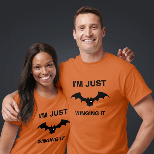 I'm Just Winging It Funny Halloween Bat Pun Family T-Shirt (Creator Uploaded)