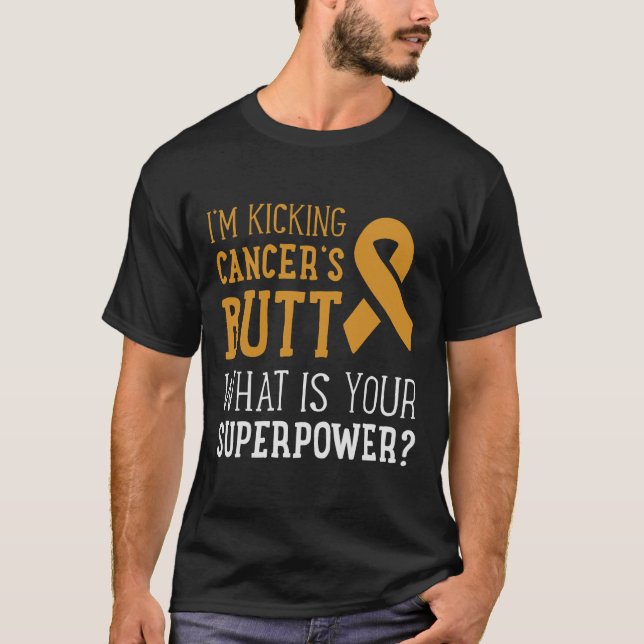 I'm Kicking Cancer's Butt Leukemia Awareness Survi T-Shirt (Front)