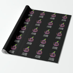 I'm Kinda A Fig Deal Funny Fruit Pun Dark BG Wrapping Paper