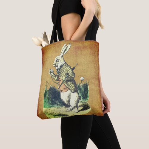 Im Late Alice in Wonderland White Rabbit Tote Bag