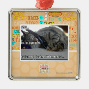 I'm listening metal ornament