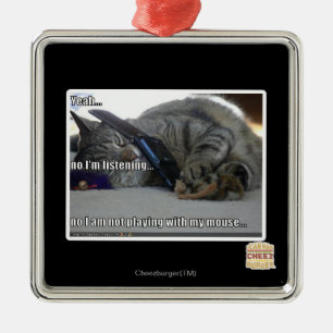 I'm listening metal ornament