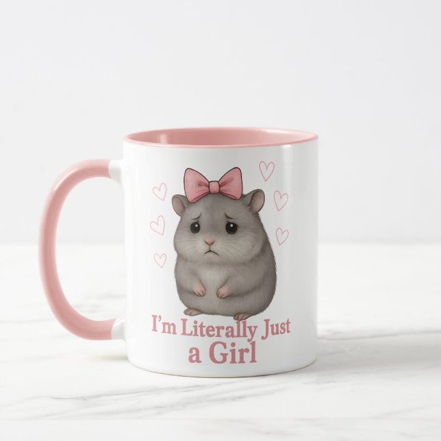 I'm Literally Just a Girl Sad Hamster Funny Girly Mug (Left)