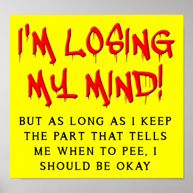 I'm Losing My Mind Funny Poster Sign (Front)