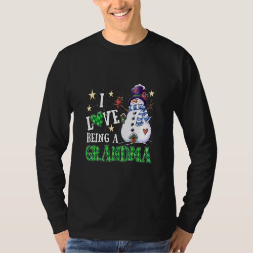 Im Love Being A Grandma Buffalo Plaid Snowman Chr T_Shirt