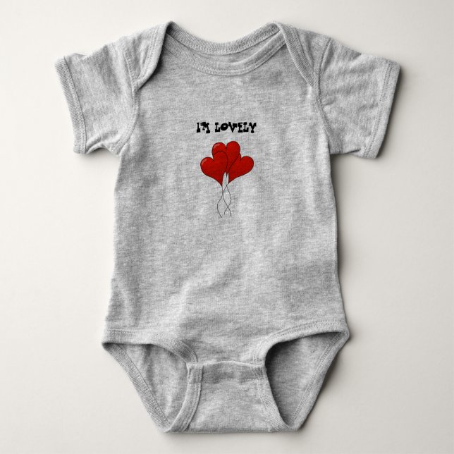 I'm Lovely Red Hearts Baby Bodysuit (Front)