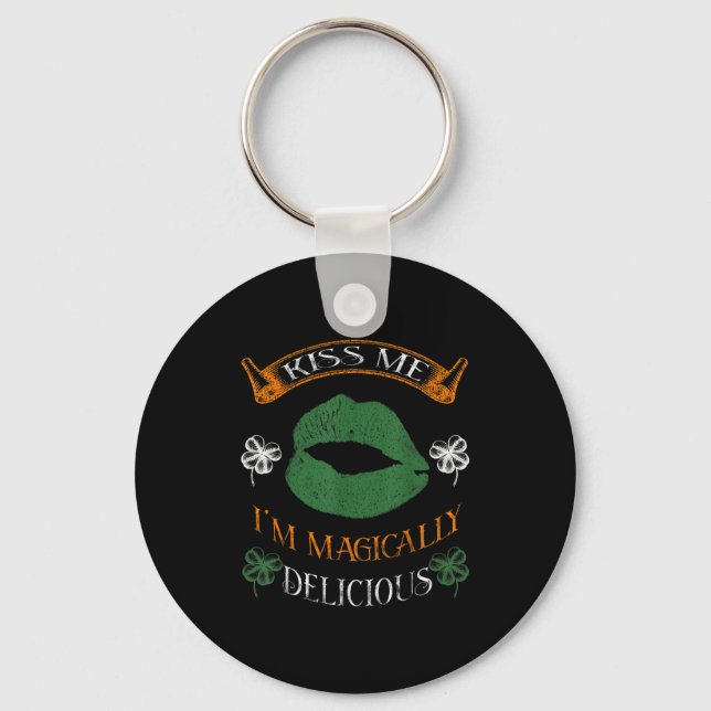 I'm Magically Delicious Shamrock Tee St.patrick's  Keychain (Front)