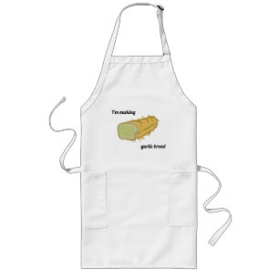 im making garlic bread art long apron