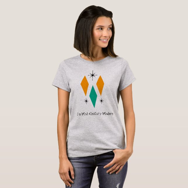 I'm Mid Century Modern Diamonds Orange Turquoise T-Shirt (Front Full)