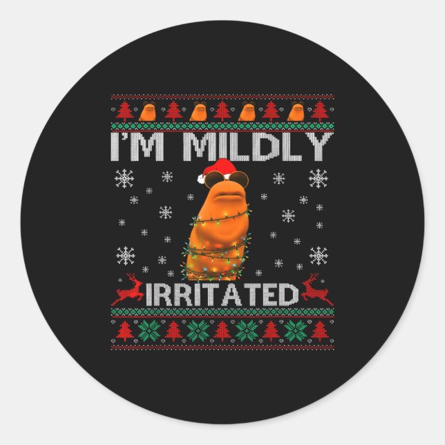 I'm Mildly Irritated Marcus The Worm Christmas Fun Classic Round Sticker (Front)