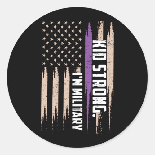Im Military Kid Strong American Flag Purple Up Classic Round Sticker