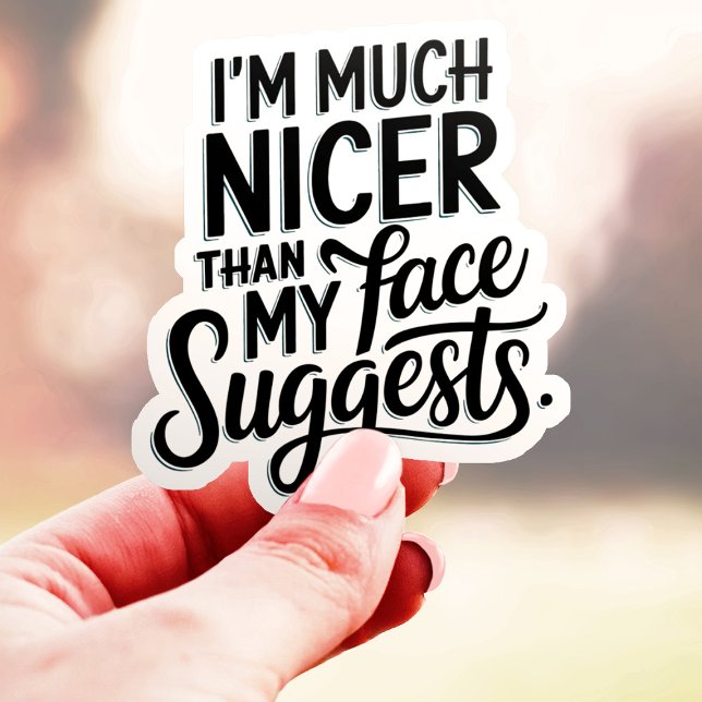 I'm Much Nicer Than My Face Suggests Vinyl Sticker (Creator Uploaded)