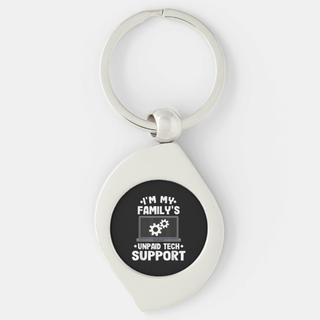 I'm My Family's Unpaid Tech Support Funny Computer Keychain (Front)