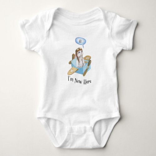 Im New Here New Born Clothes Pilot Bunny Baby Bodysuit