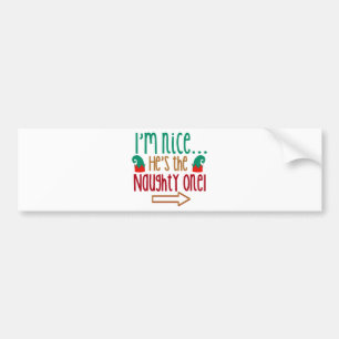 Im Nice Hes Naughty Elf Hat Bumper Sticker