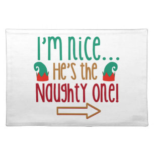 Im Nice Hes Naughty Elf Hat Cloth Placemat