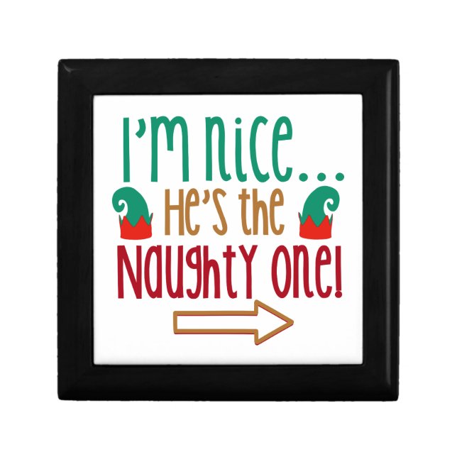 Im Nice Hes Naughty Elf Hat Jewelry Box (Front)