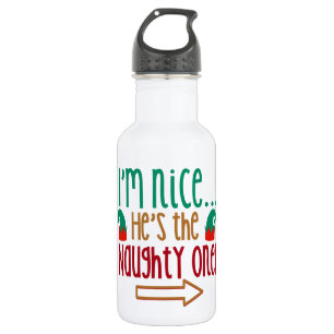 Im Nice Hes Naughty Elf Hat Stainless Steel Water Bottle