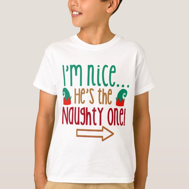 Im Nice Hes Naughty Elf Hat T-Shirt (Front)