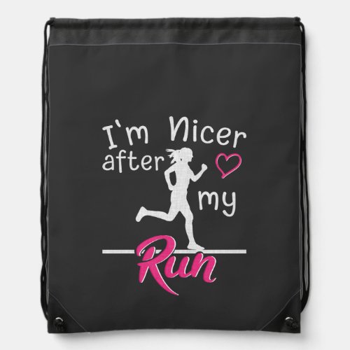 I'm Nicer After My Run Funny Drawstring Bag
