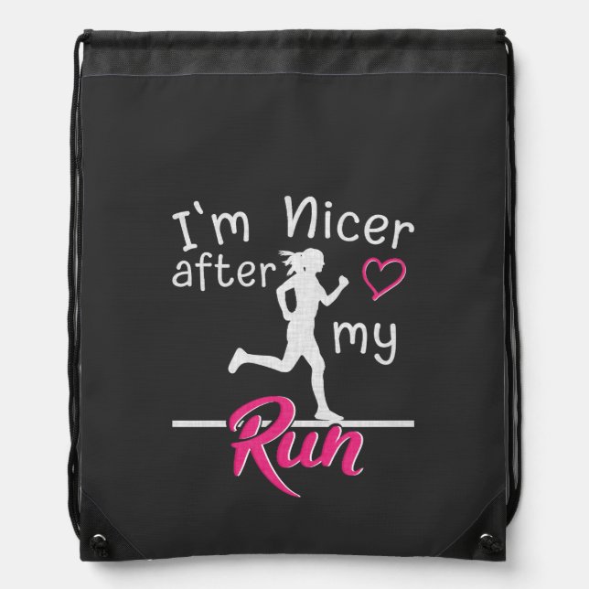 I'm Nicer After My Run Funny Drawstring Bag (Front)