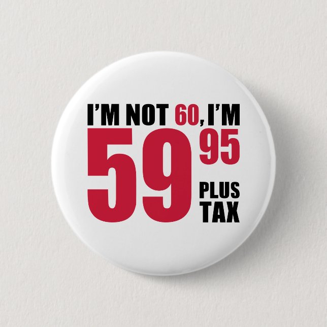 I'm not 60 years birthday pinback button (Front)