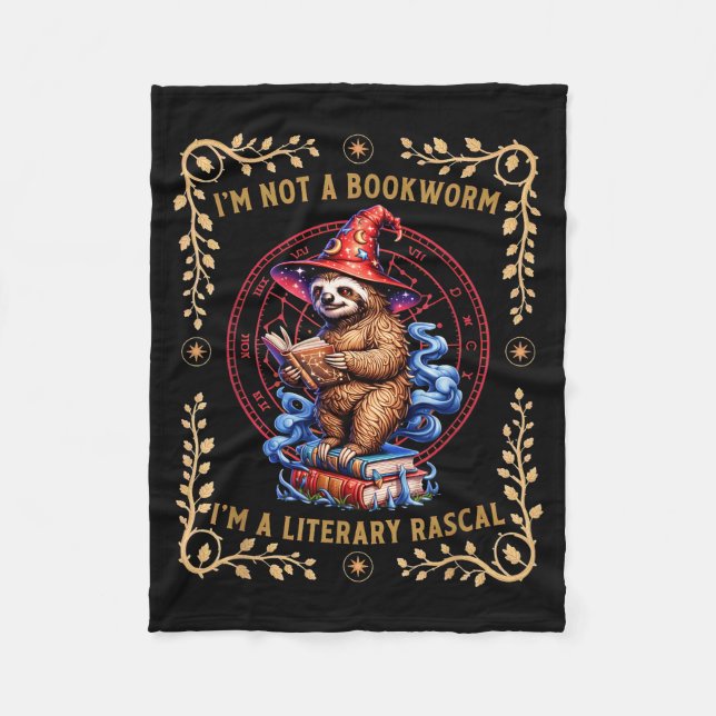 I'm not a bookworm i'm a literary rascal sloth  fleece blanket (Front)