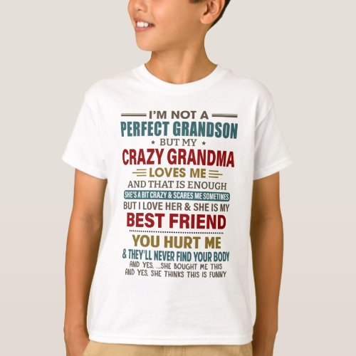 Im Not A Perfect Grandson My Grandma Loves Me T_Shirt