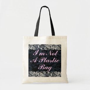 I'm Not A Plastic Bag-Vintage White Lace Tote Bag