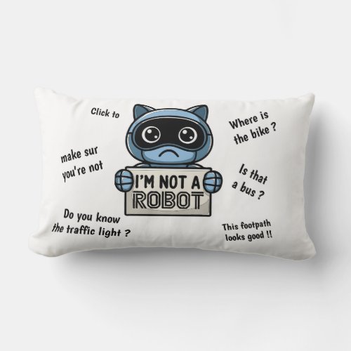 Im not a robot cute cat lumbar pillow