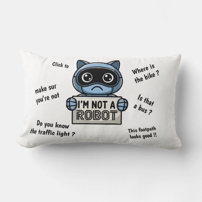 I'm not a robot cute cat lumbar pillow (Front)