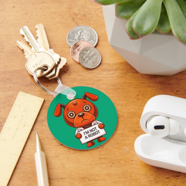 I'm not a robot cute dog keychain (Desk)