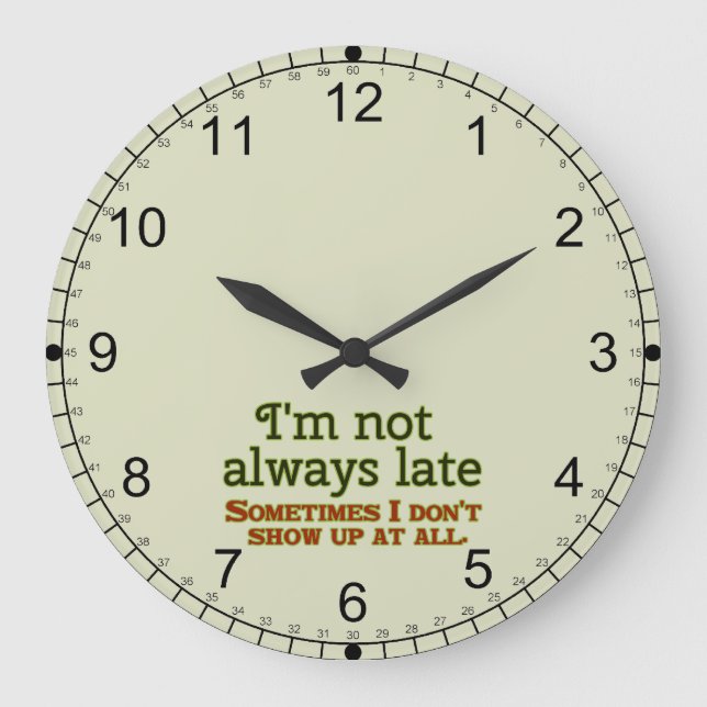I'm Not Always Late Large Clock (Front)