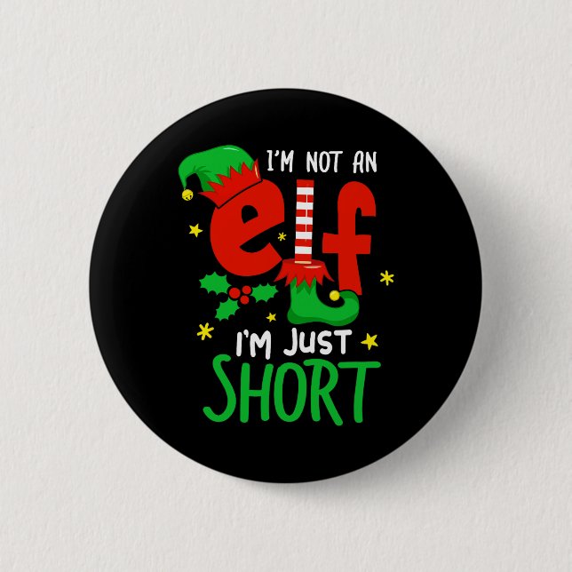 I'm Not An Elf Just Short Funny Christmas Pjs Men  Button (Front)