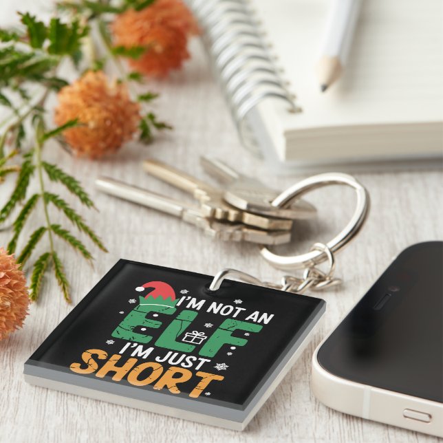 Im Not An Elf Just Short Funny Christmas Xmas  Keychain (Front Right)