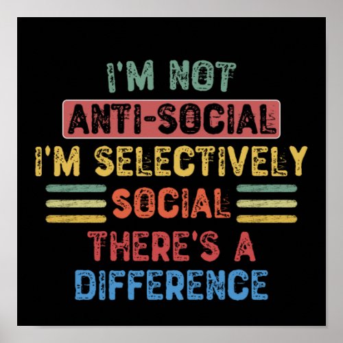 Im Not Anti_Social Im Selectively Social Poster
