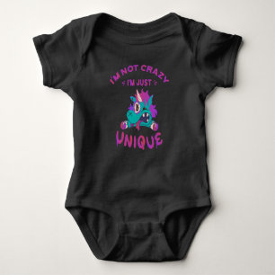 I'm not crazy I'm just unique, Mad Unicorn Baby Bodysuit