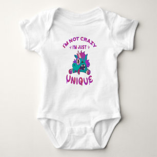 I'm not crazy I'm just unique, Mad Unicorn Baby Bodysuit