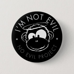 I'm not Evil Monkey Buttons - Black