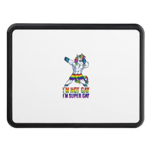 Im Not Gay Im Super Gay LGBT Bodybuilding Unicorn Hitch Cover