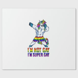Im Not Gay Im Super Gay LGBT Bodybuilding Unicorn Wrapping Paper