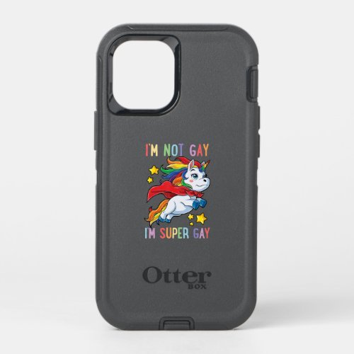 Im Not Gay Im Super Gay Pride Lgbt Flag T  Unicorn OtterBox Defender iPhone 12 Mini Case