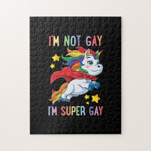 Im Not Gay Im Super Gay Pride LGBT Flag Unicorn Jigsaw Puzzle