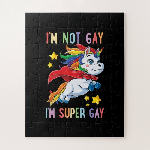 Im Not Gay Im Super Gay Pride LGBT Flag Unicorn Jigsaw Puzzle