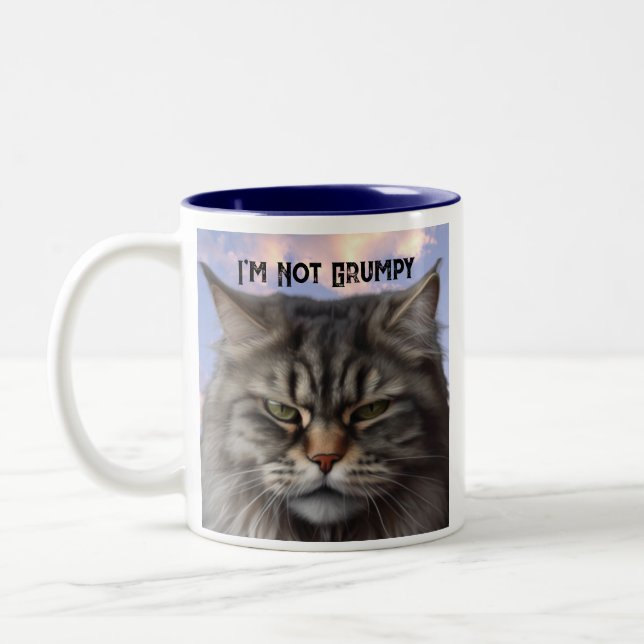 "I'm Not Grumpy" Cat Mug with Sarcastic design Mug (Left)