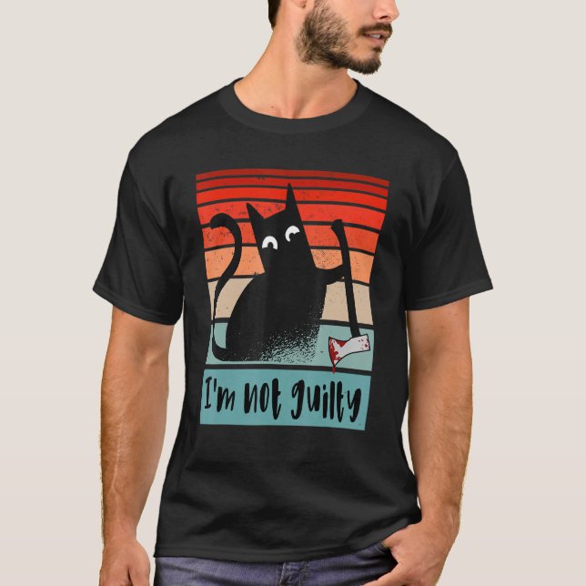 I'm not guilty Innocent Cat with bloody axe  Hallo T-Shirt (Front)